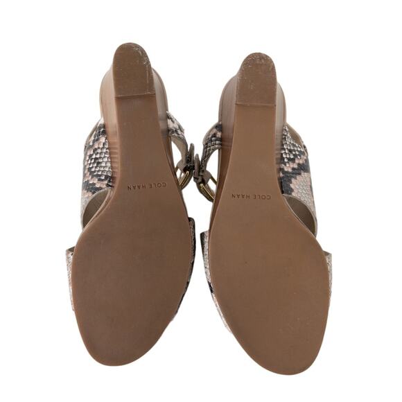 Cole Haan Philomina Python Snakeskin Wedge Heel Sandals Sz 7 - Picture 7 of 10